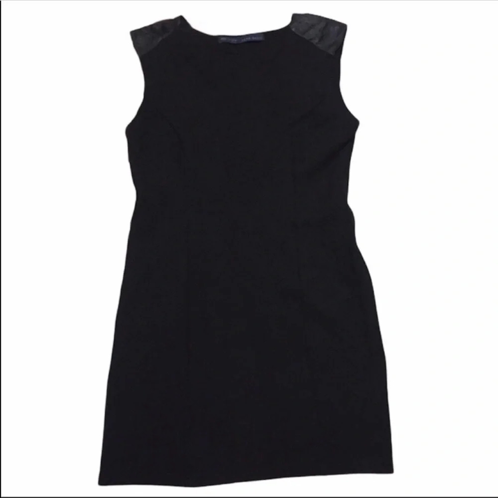 Zara Basic Black Dress Lamb Leather Shoulder Size Medium
